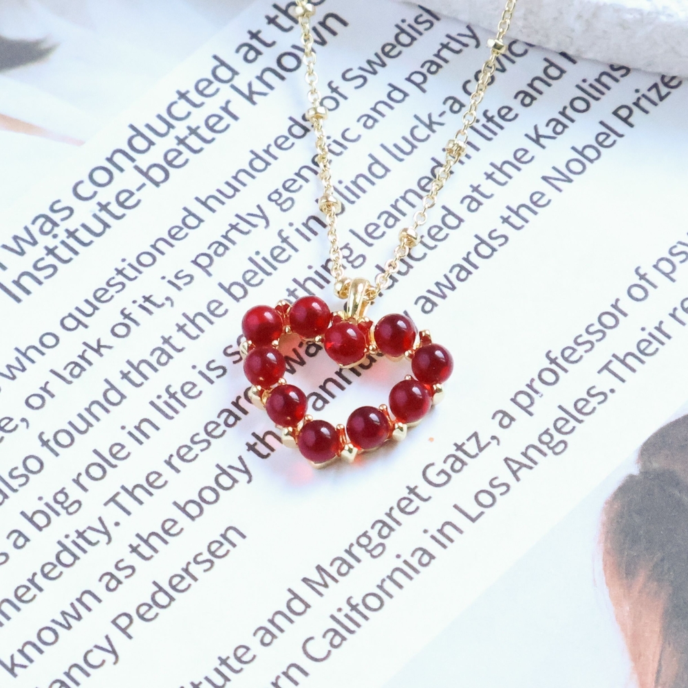 Kendra Scott Ashton Heart Gold Short Necklace - Red Glass